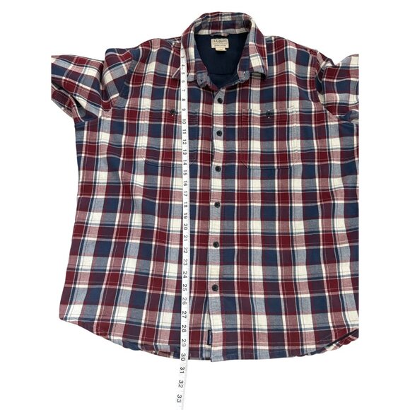 L.L. Bean Slightly Fitted Flannel Shirt Plaid 511550 Organic Cotton Mens XL-REG - Picture 5 of 6